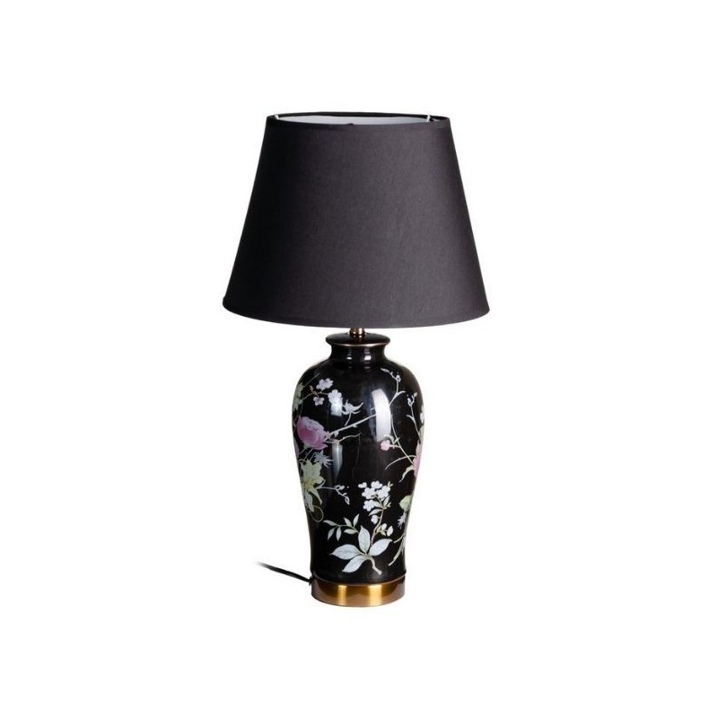 Table Lamp Flowers Black