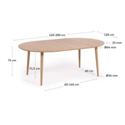 Dining Table OAKLAND 120(200)x120 cm