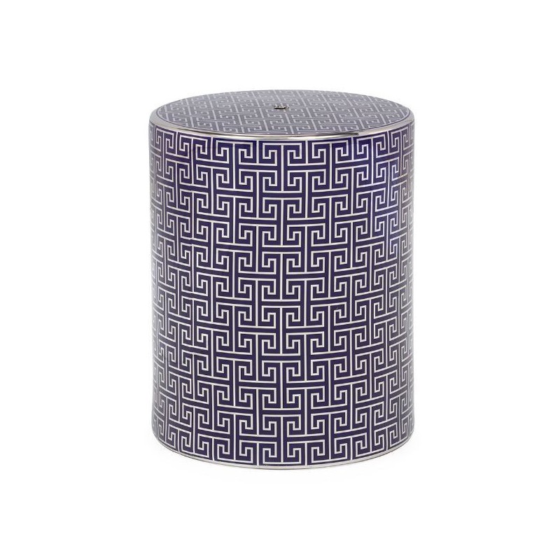 Ceramic Stool Blue Geo