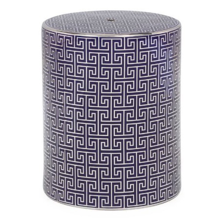 Ceramic Stool Blue Geo