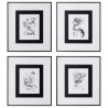 Set 4 Quadros Black Abstract