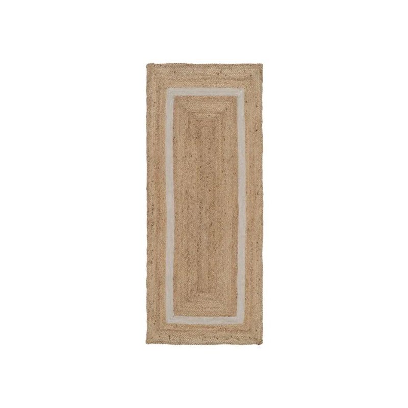 Rug White Border Jute 170x70 cm