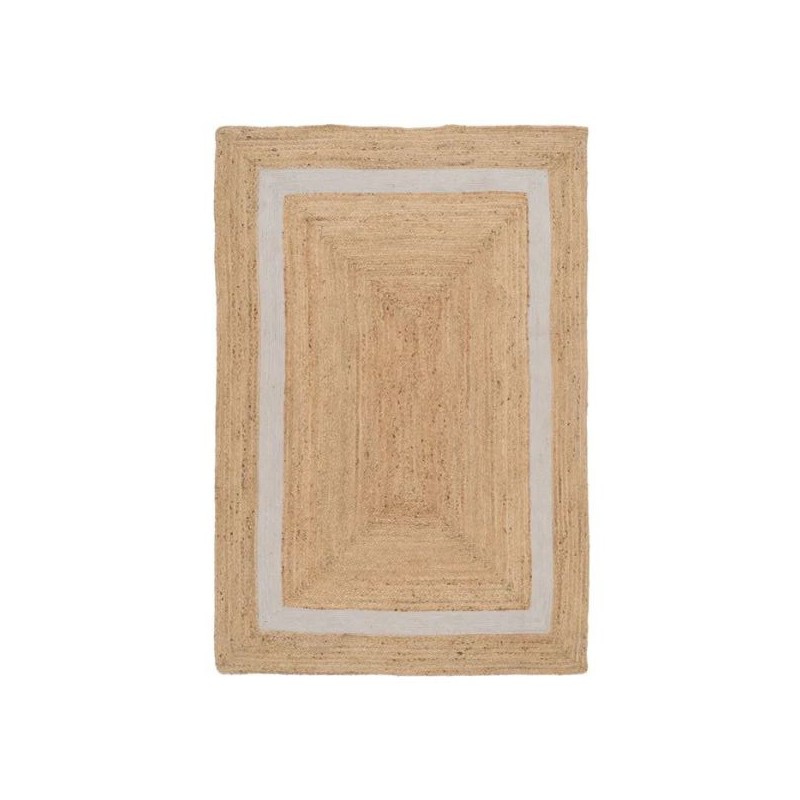 Rug White Border Jute 230x160 cm