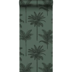 Wallpaper Palm Trees Dark Green