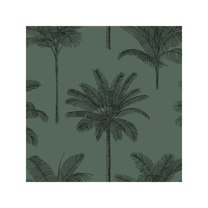 Papel de Parede Palm Trees Dark Green