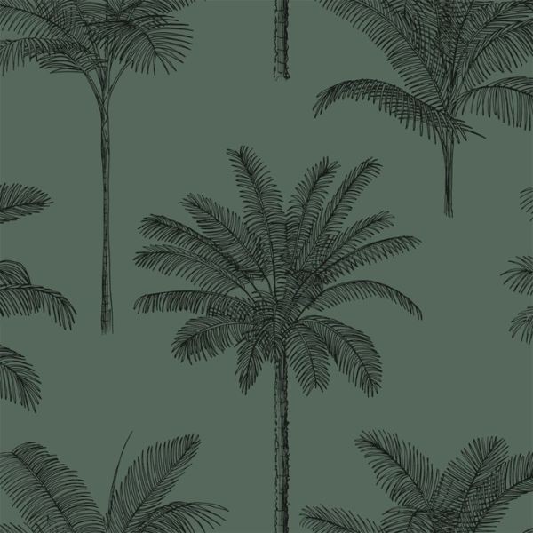 Papel de Parede Palm Trees Dark Green