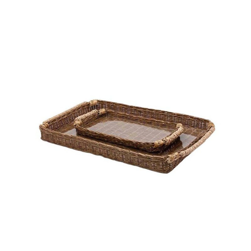 Set 2 Trays Rattan