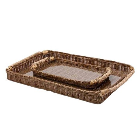 Set 2 Trays Rattan