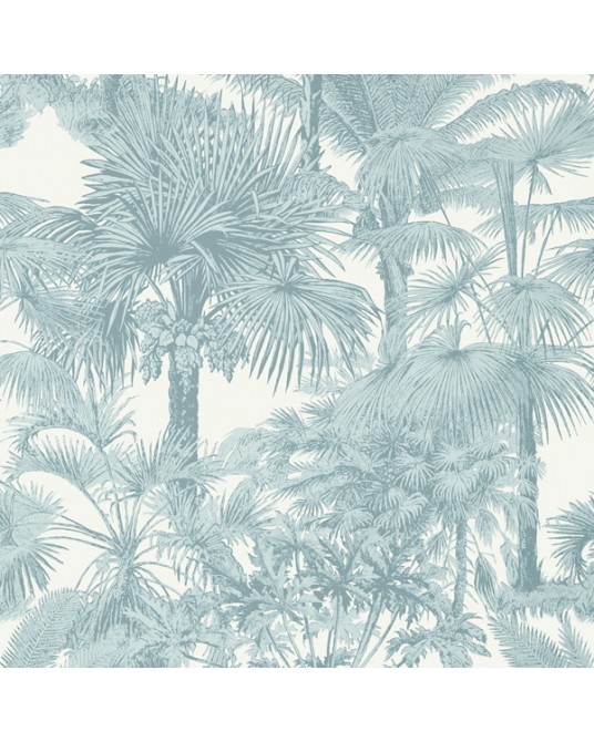 Papel de Parede Palm Botanical Spa Blue