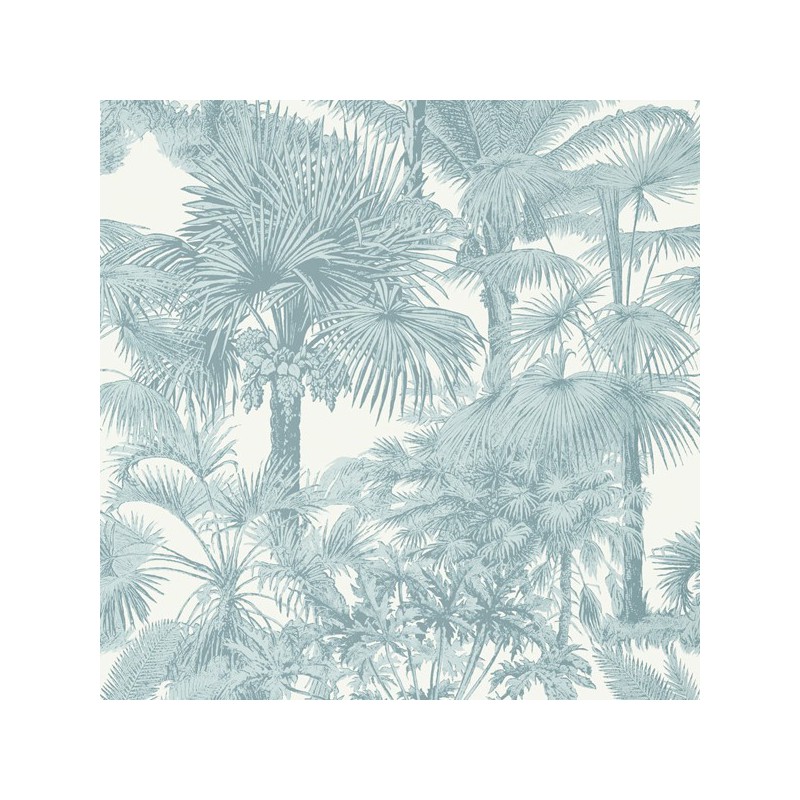 Papel de Parede Palm Botanical Spa Blue