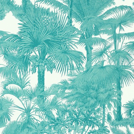 Wallpaper Palm Botanical Turquoise