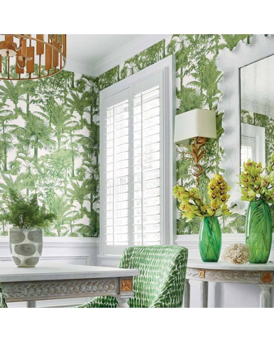Wallpaper Palm Botanical Turquoise