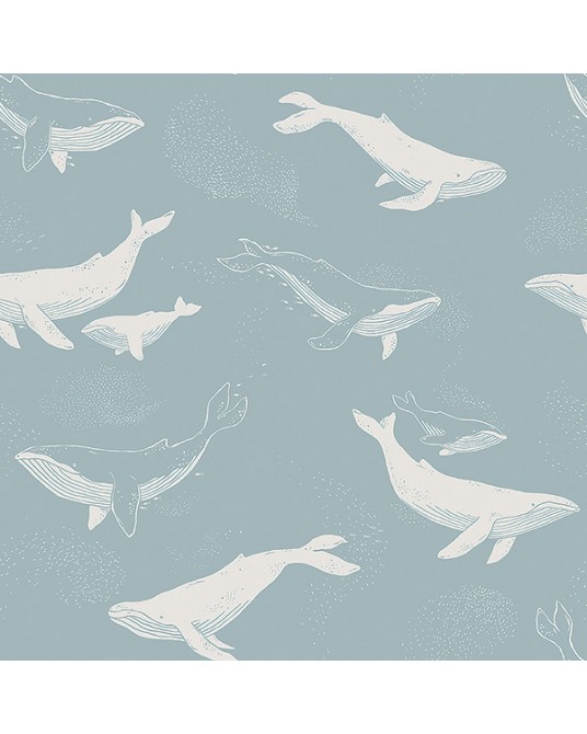 Wallpaper Whales Blue