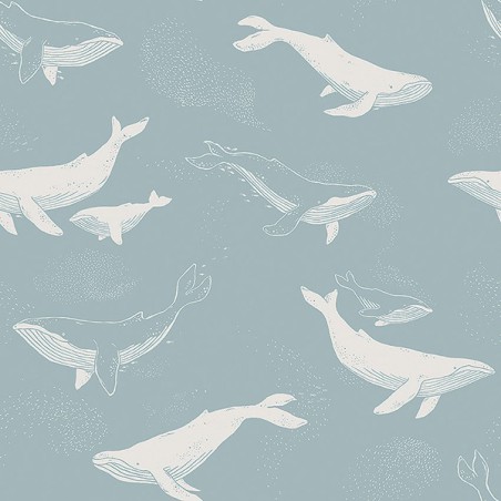 Wallpaper Whales Blue