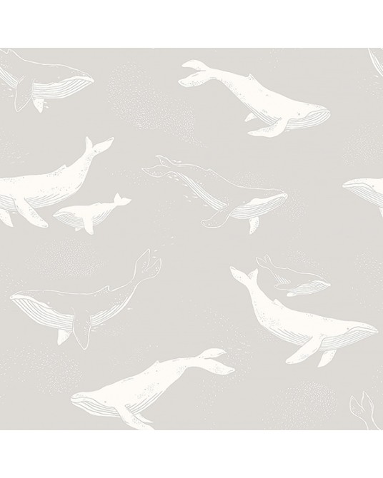 Wallpaper Whales Grey