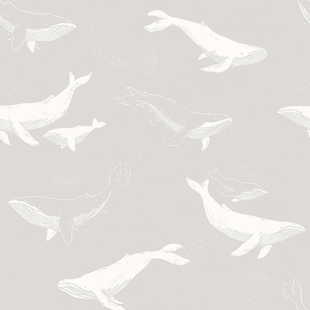 Wallpaper Whales Grey