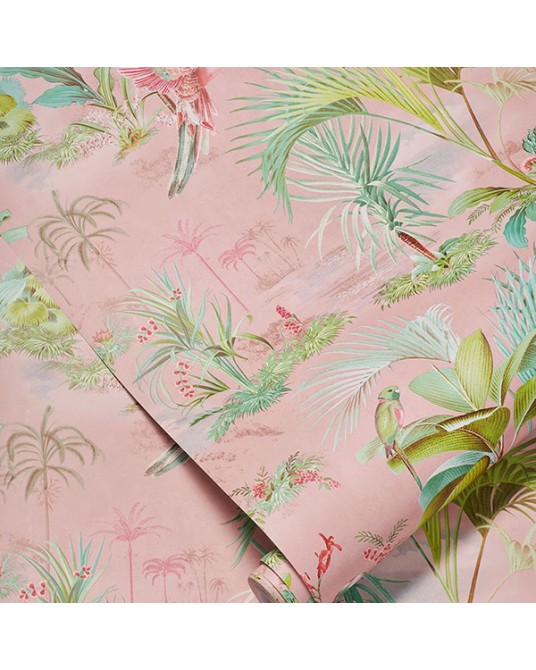Papel de Parede Palm Scene Pink