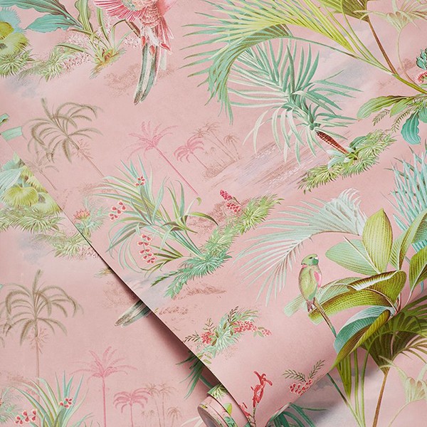 Papel de Parede Palm Scene Pink