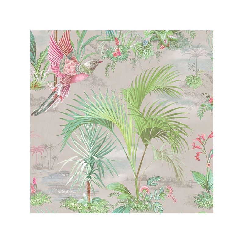 Papel de Parede Palm Scene Grey