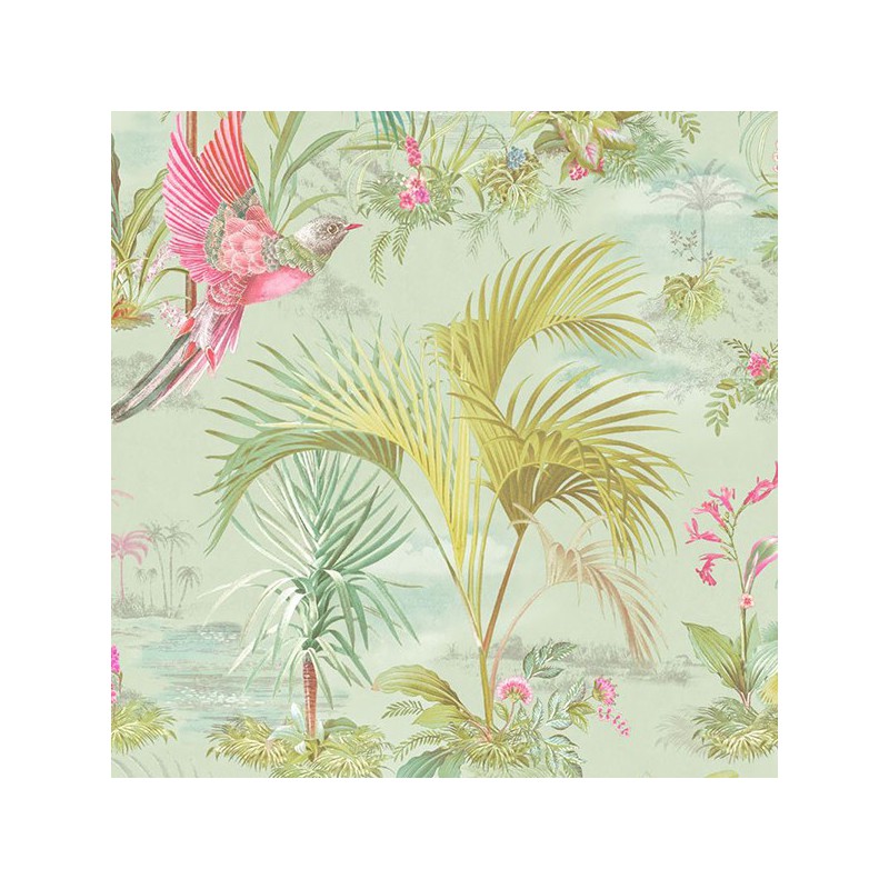 Papel de Parede Palm Scene Green