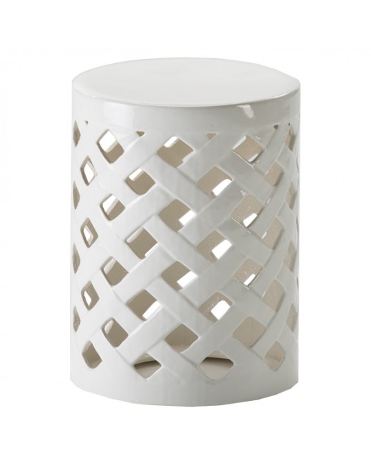 Ceramic Stool White Basket