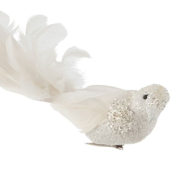Pássaro Branco Natal Glitter